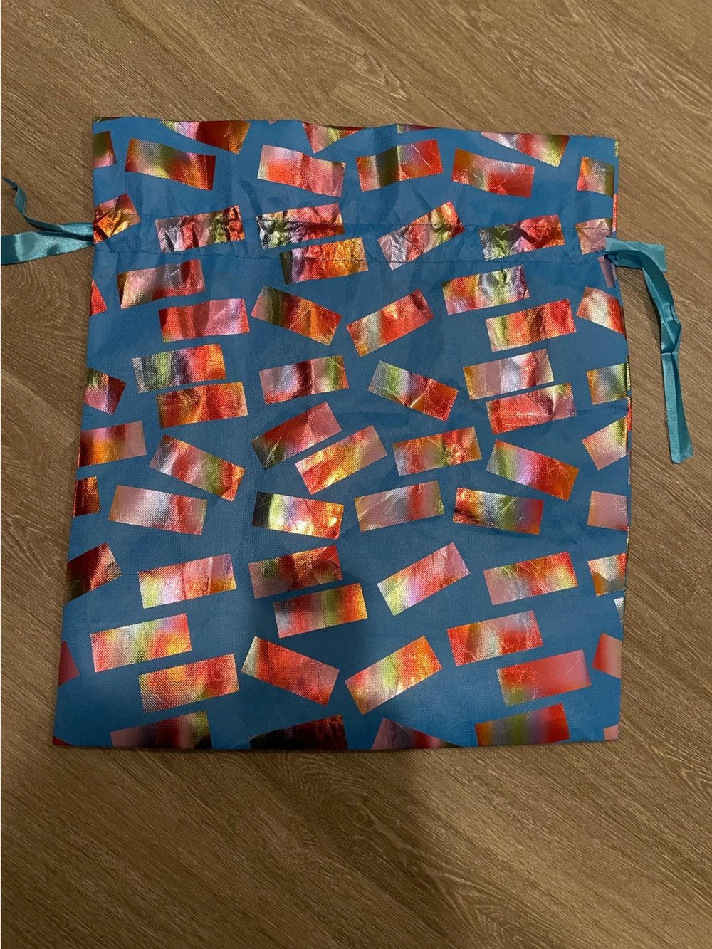 EUC Amazon Reusable Multi-Color Drawstring Satchel Gift Bag, 22” X 19 & 1/2”